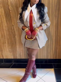 Plaid Blazer & Skirt Set