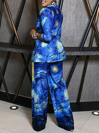 Printed Tied Blazer & Pants Set