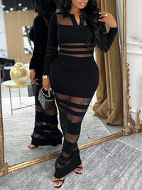 Sheer Combo Polo Dress