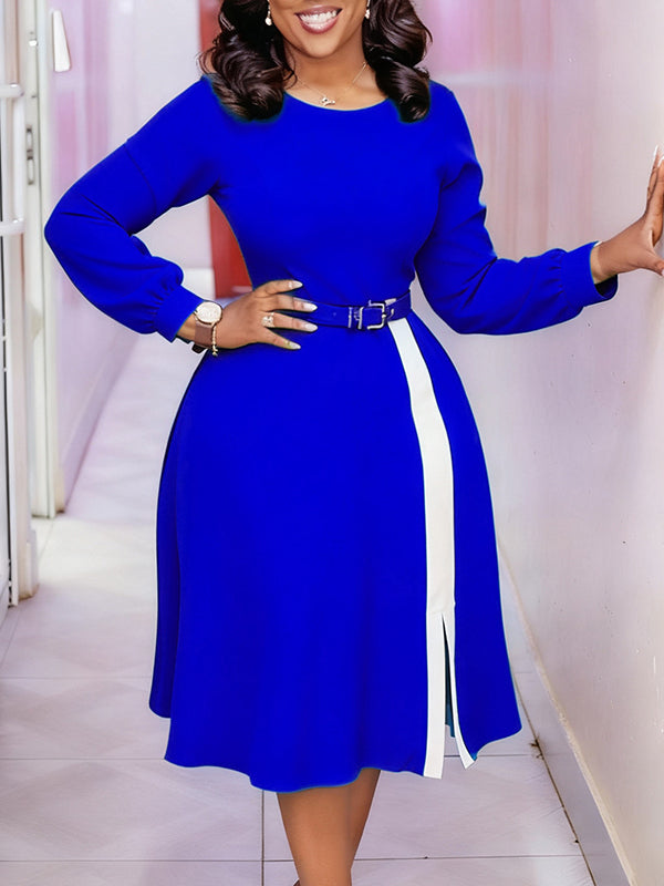 Two-Tone Belted Dress