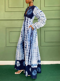 Printed Button-Front Maxi Dress