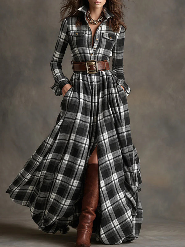 Plaid Belted Shirt Dress