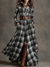 Plaid Belted Shirt Dress