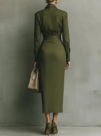 Solid Asymmetric Shirt Dress