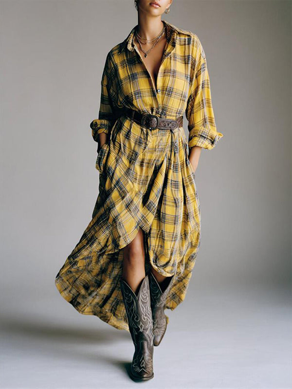 Plaid Belted Shirt Dress