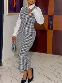 Houndstooth Combo Dress