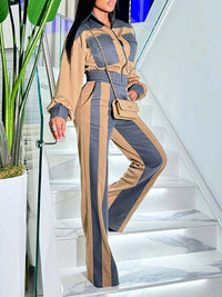 Denim-Combo Zip-Front Jacket & Pants Set