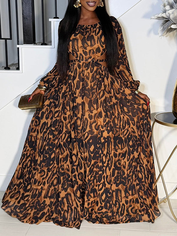 Leopard Cutout Maxi Dress
