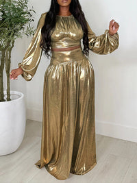 Metallic Top & Skirt Set