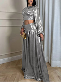 Metallic Top & Skirt Set
