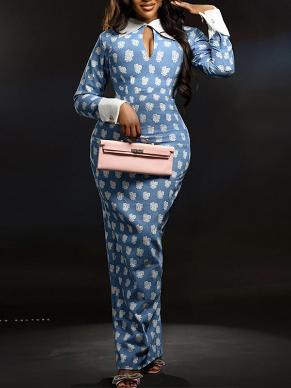 Printed Bodycon Maxi Dress