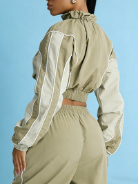 Colorblock Zip-Front Jacket & Pants Set