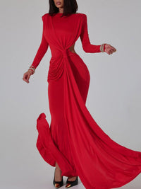 Draped Open-Back Maxi Dress