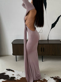Draped Open-Back Maxi Dress