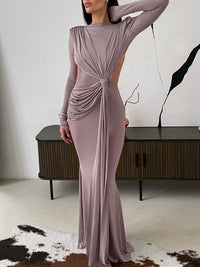 Draped Open-Back Maxi Dress