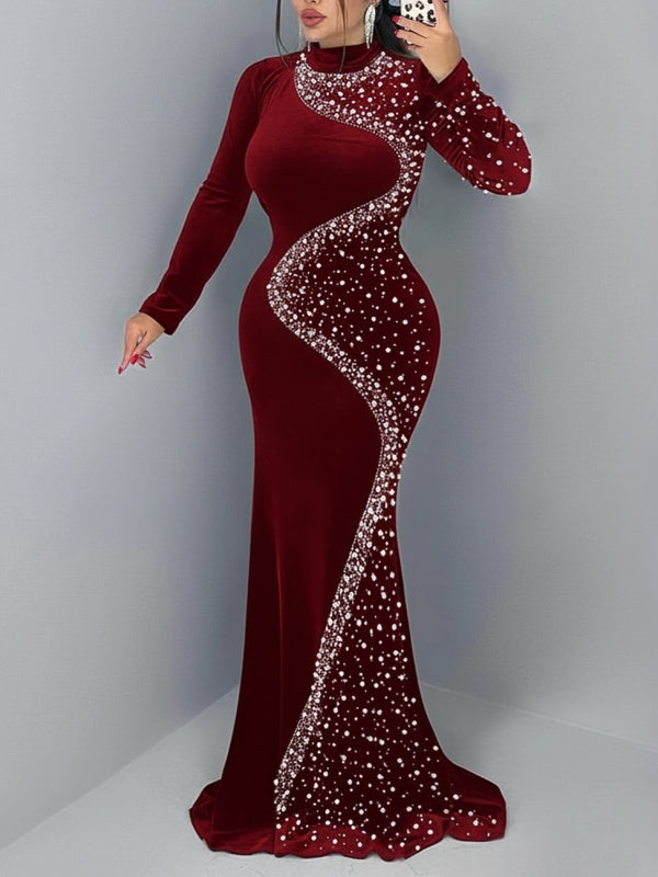 Studded Velvet Maxi Dress