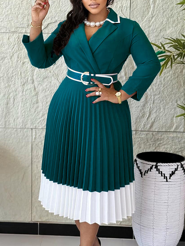 Belted Pleated Dress