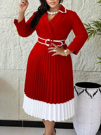 Belted Pleated Dress