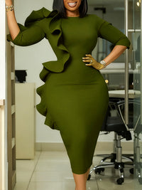 Solid Ruffle Bodycon Dress