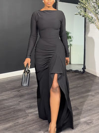 Solid Side-Slit Tied Maxi Dress