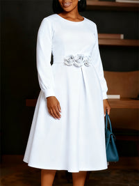 Solid Floral Midi Dress