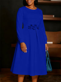 Solid Floral Midi Dress