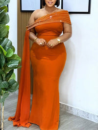 Boat-Neck Draped Maxi Dress