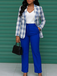 Plaid Blazer & Pants Set