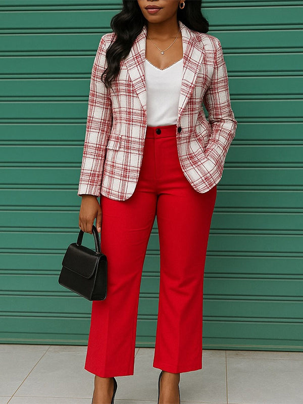 Plaid Blazer & Pants Set