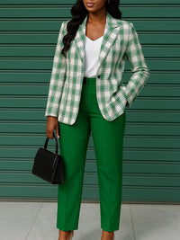 Plaid Blazer & Pants Set