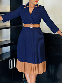 Belted Pleated Blazer Dress