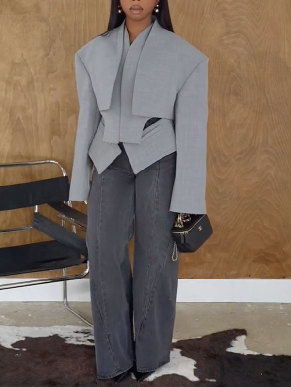 Solid Asymmetric Blazer