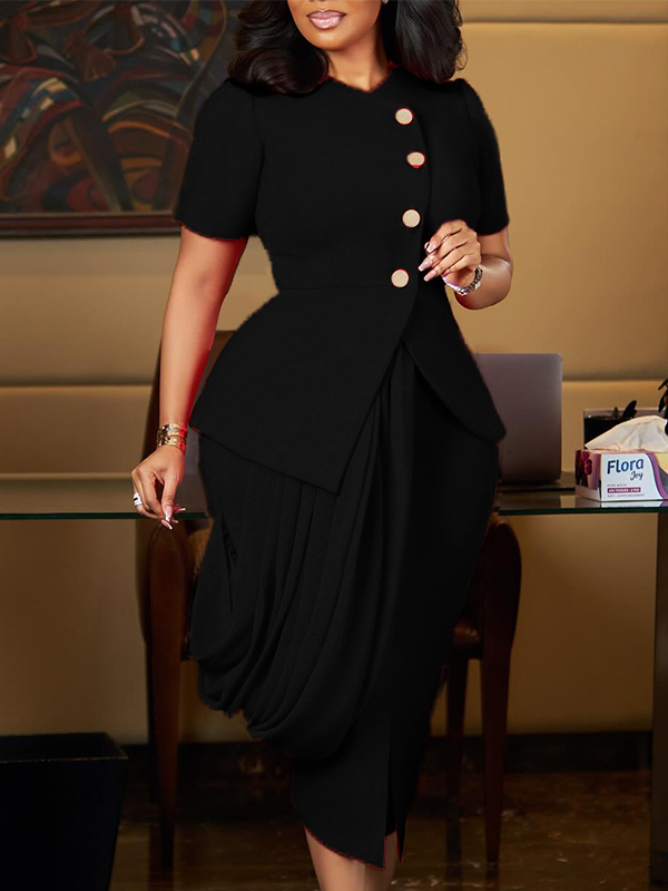 Button Blazer & Skirt Set