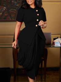 Button Blazer & Skirt Set