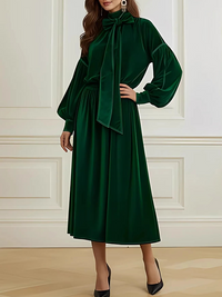Velvet Tied-Neck Dress