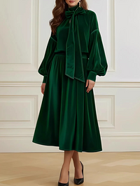 Velvet Tied-Neck Dress