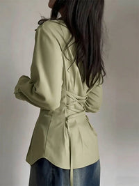 Solid Lace-Up Back Shirt