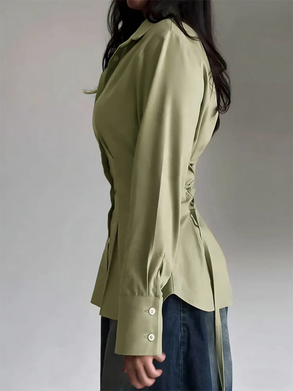 Solid Lace-Up Back Shirt