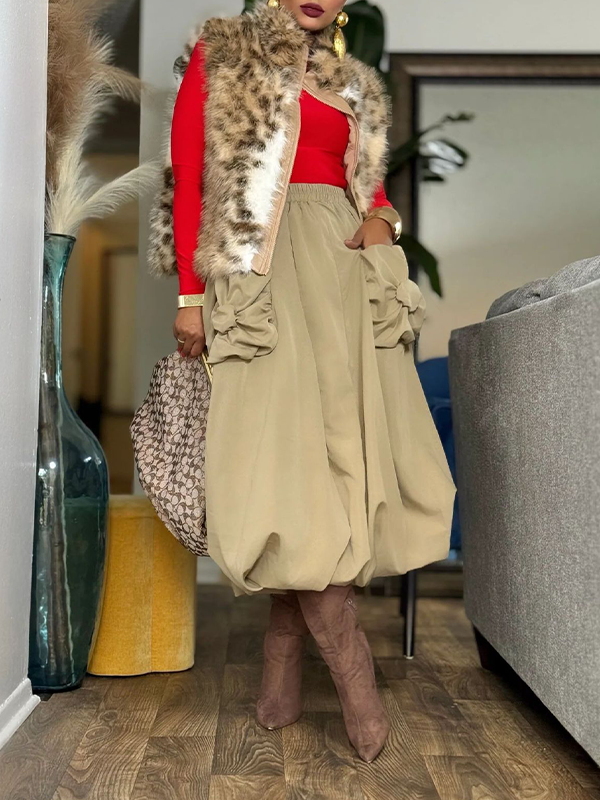 Solid Bloom Bubble Skirt