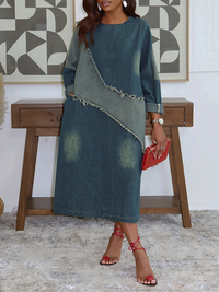 Contrast Denim Dress