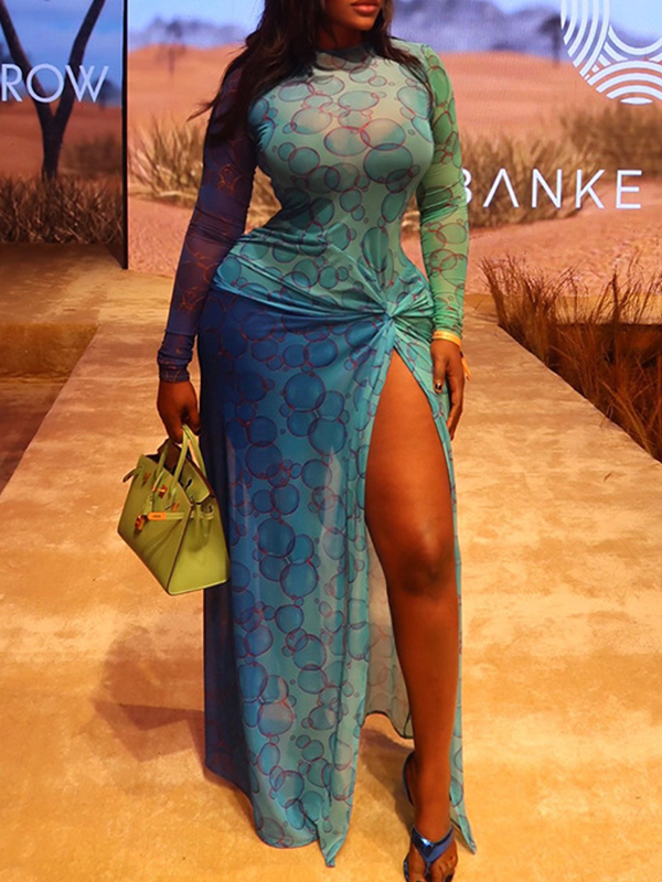 Printed Slit Maxi Dress