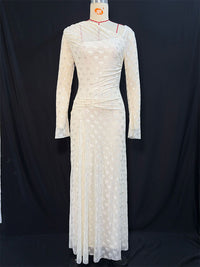 Printed Asymmetric-Neck Maxi Dress