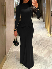 Solid Ruched Maxi Dress