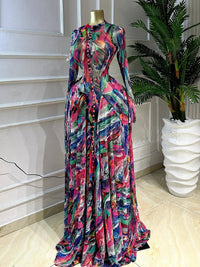 Printed Button-Front Maxi Dress