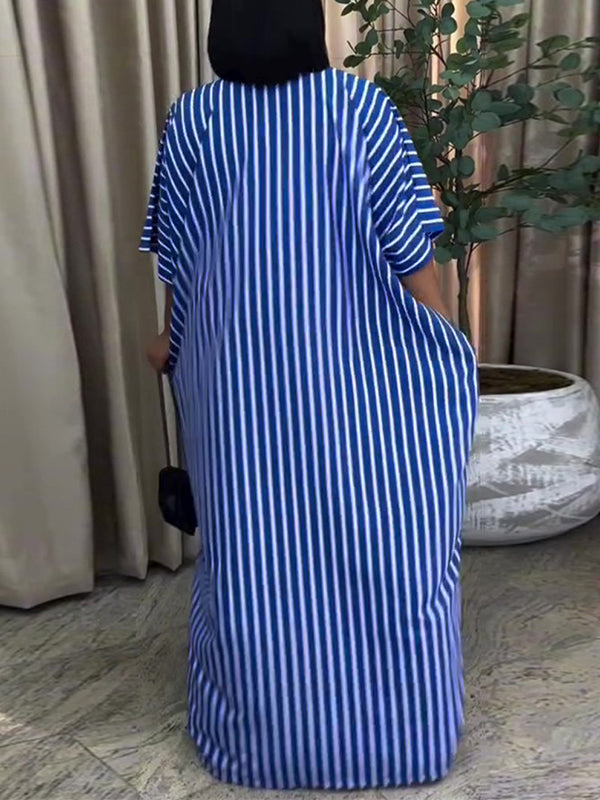 Stripe V-Neck Maxi Dress