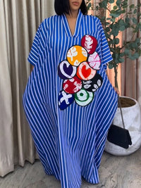 Stripe V-Neck Maxi Dress