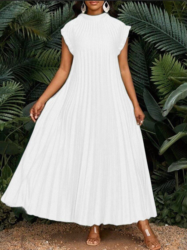 Solid Pleated Maxi Dress