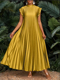 Solid Pleated Maxi Dress