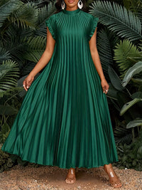 Solid Pleated Maxi Dress
