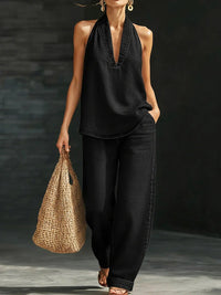 Sleeveless Denim Pants Set